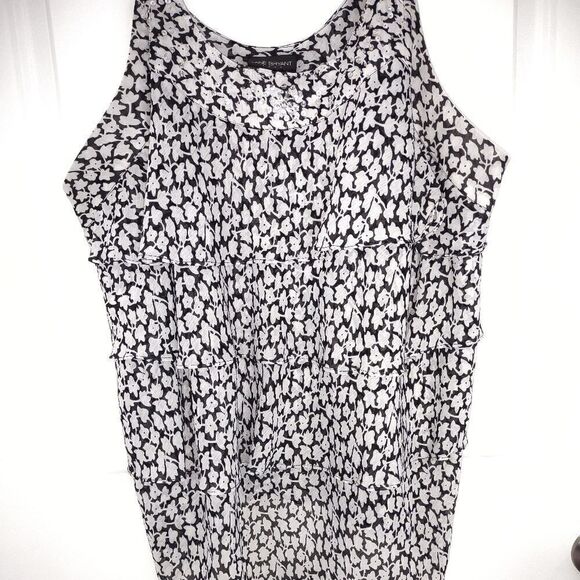 Lane Bryant Black White Top 3 Tiers Ruffles Strappy Chiffon Sequins Neckline 26W - Picture 3 of 9